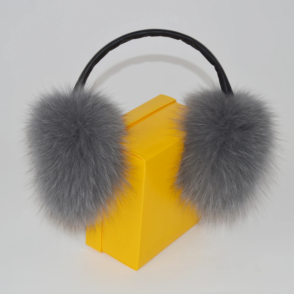 Регулируемые наушники из 100% натурального Лисьего меха женские зимние теплые