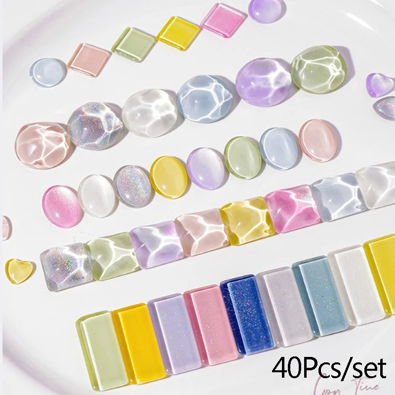 

40pcs Transparent Glass Nail Art Display Showing Gel Polish Designs Color Board Tips Card Japanese Style Manicure Tools