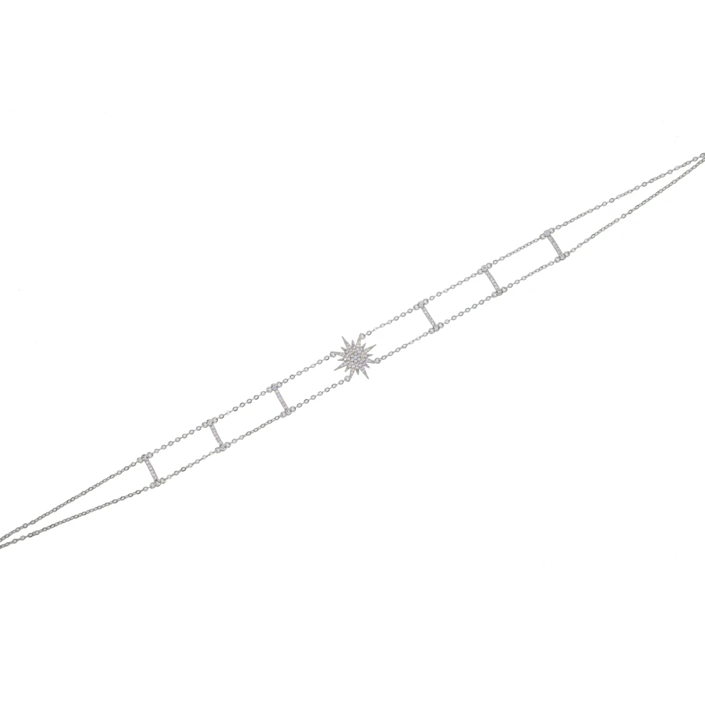 N213-P Starlight starburst, northstar, очаровательное колье, ожерелье, двойное, cz, станция, цепь, чокеры, элегантность, рождественский подарок, ювелирное изделие, мода - Окраска металла: N213-P