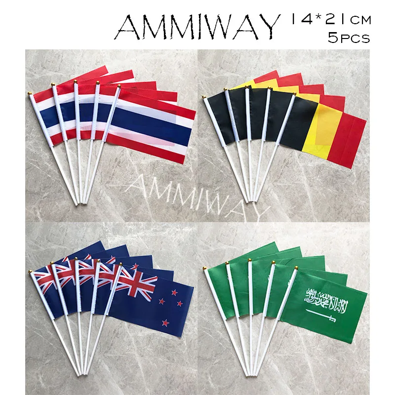 AMMIWAY 14x21 см 5 шт. Таиланд Саудовская Аравия флаги для рук Бельгия Новая Зеландия