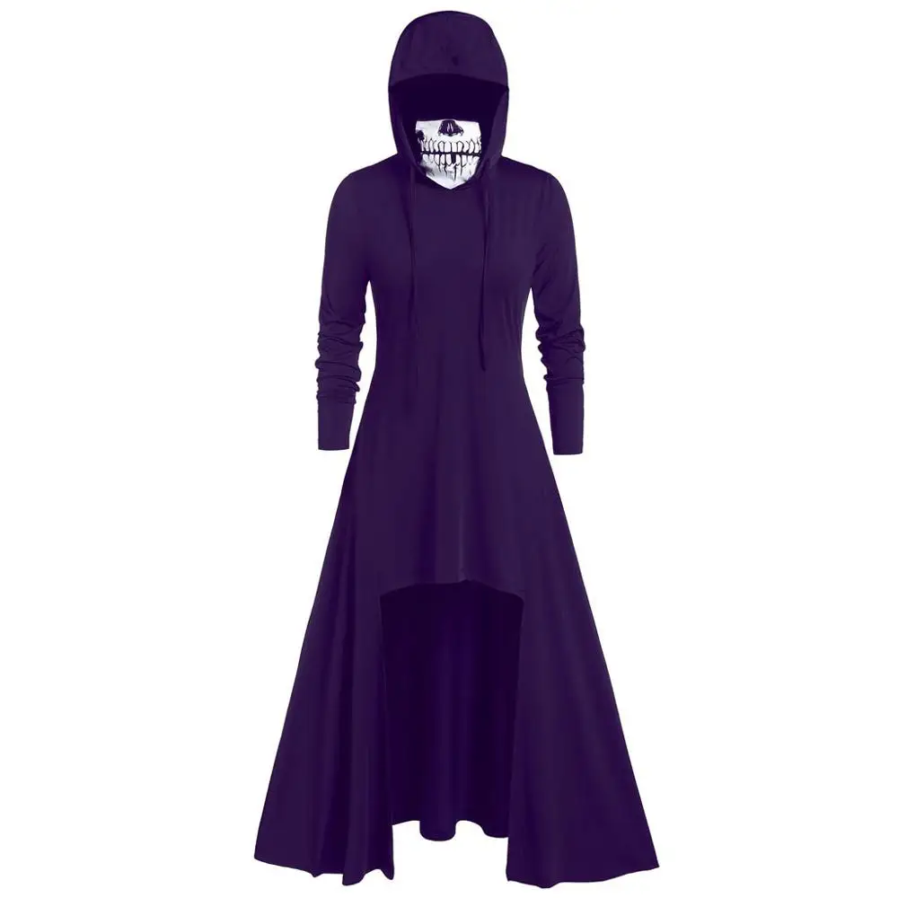 Плюс размер женская маска череп чистый цвет пуловер с длинным рукавом капюшоном