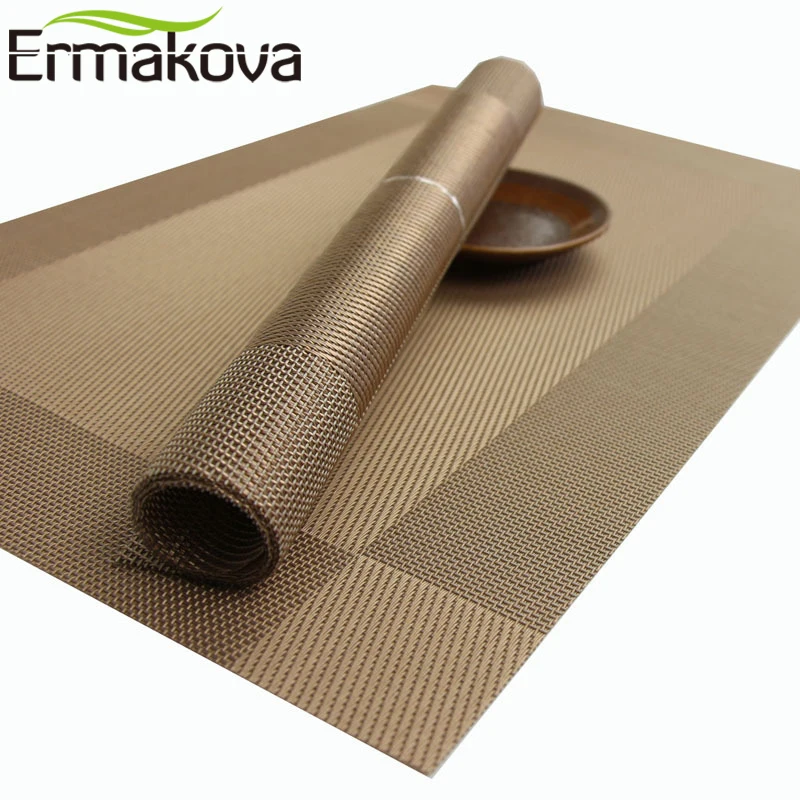 ERMAKOVA 4/6 шт. нескользящий коврик для стола из ПВХ тканый виниловый моющийся