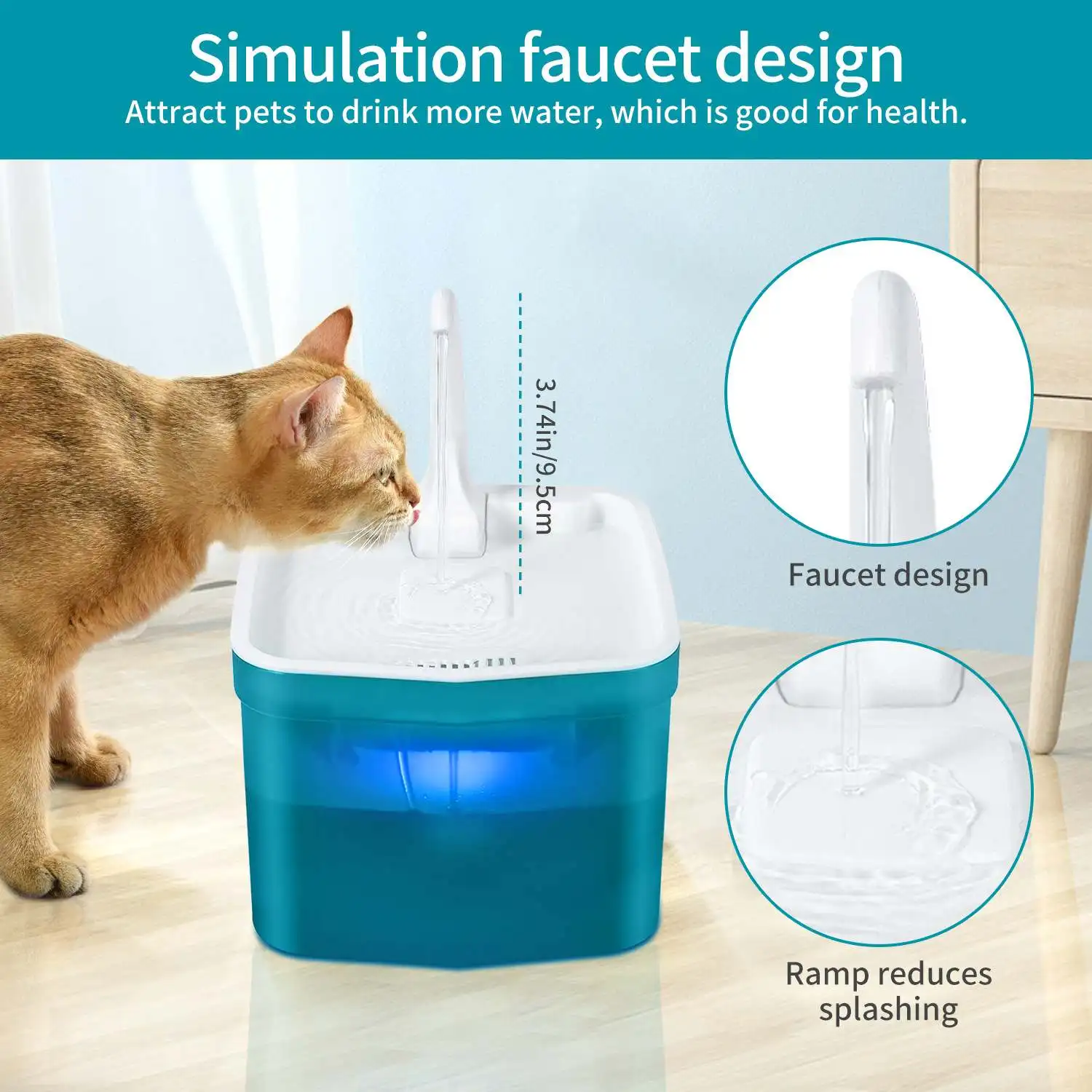 

Automatic Cat Water Fountain Filter Indoor 2L LED Drinker for cats Water Dispenser Pet Drinking Fountain for cats Feeder