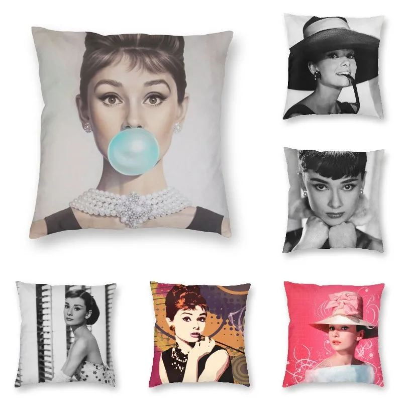 

Soft Audrey Hepburn Throw Pillow Case Home Decor Custom Cushion Cover 45x45cm Pillowcover for Sofa