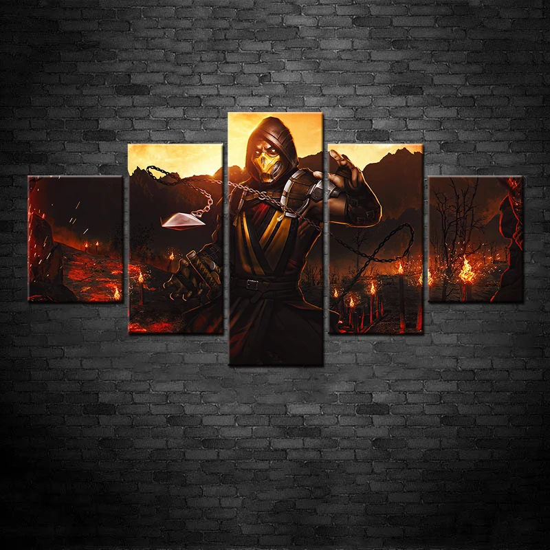 

5 OR 3 PCS Mortal Kombat Video Game Wallpaper Modern Artwork Wall Painting Murals Canvas Prints Wall Cover for Home Decor Gifts