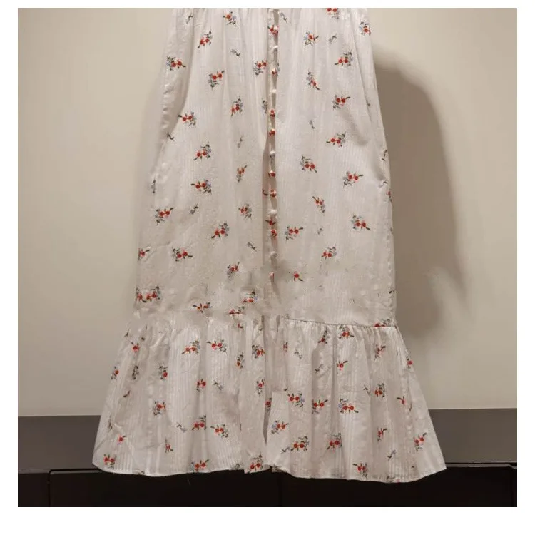 

Women Dress 2021 Spring and Summer New Dress Fashionable Casual Sweet Printed Breasted Design V-neck Short Sleeve Midi Dress