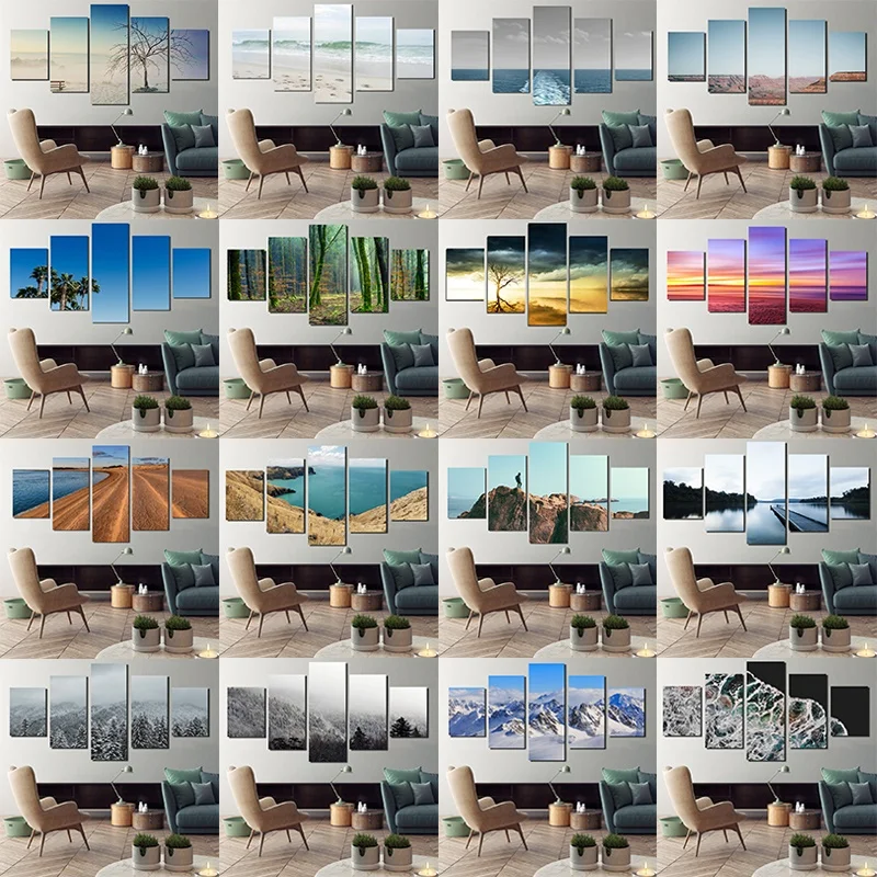 

Decorative Painting 5 Pieces of Photography Style Landscape Home Decoration Wall Art Pictures Living Room Bedroom Canvas Prints