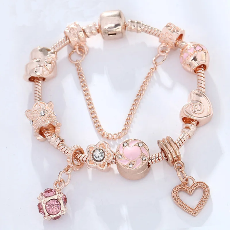 Boosbiy Dropshipping Европейский стиль моды сердце бусины чарм браслет подходит оригинальный для женщин ювелирных изделий Pulseras on.