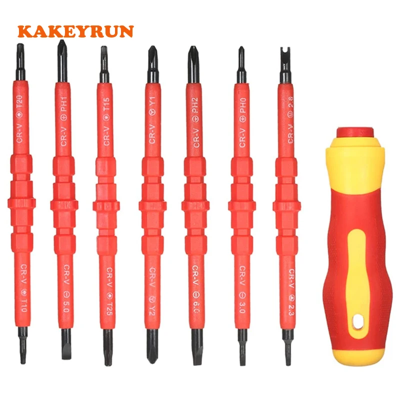 

KAKEYRUN Hand Tools Set 8 in 1 Multi-Purpose Electrican's Insulated Electric Screwdriver Home Electrical Special Repair Tools