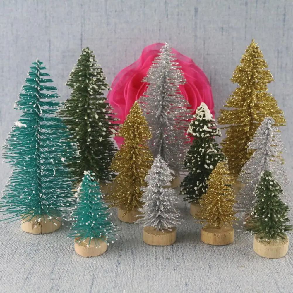 12 шт./компл. мини сизаль снег Мороз Рождественская елка маленькая с деревянной