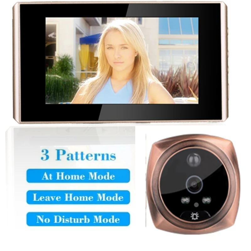 4 3 дюймовый беспроводной дверной звонок с глазком 720P видеовизуальный домофон