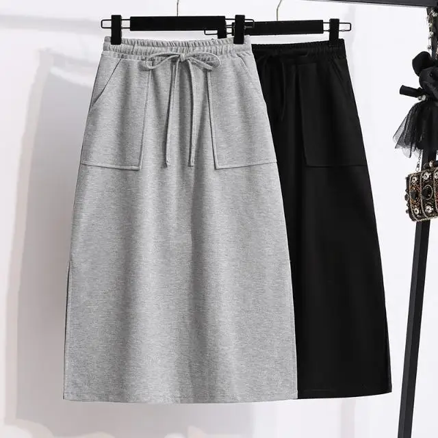 

Осенне-зимняя новая женская юбка со шнуровкой, Студенческая свободная тонкая трапециевидная юбка средней длины в Корейском стиле
