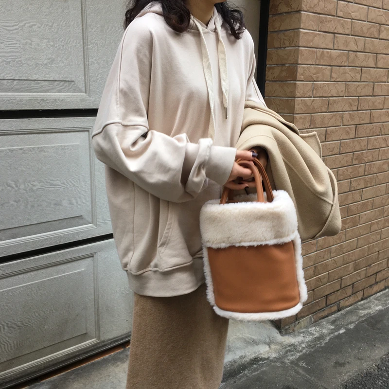 Винтажная зимняя женская сумка из искусственной кожи искусственная плюшевое