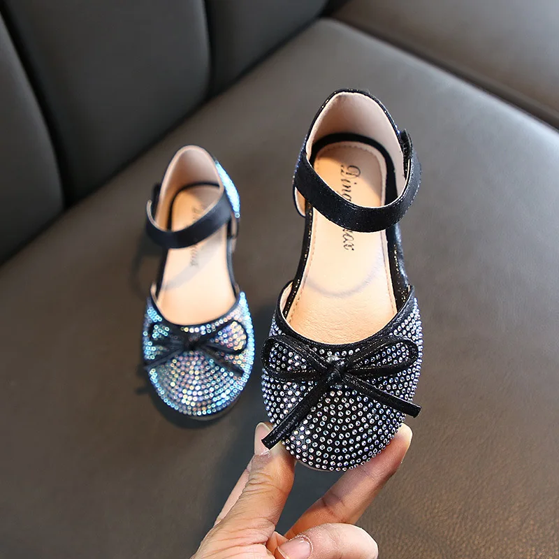 

Size 1-12 Years Children'S Shoes Bow Crystal Girls Sandals 2020 New Summer Students Big Girls Little Baby Girl Princess Shoes