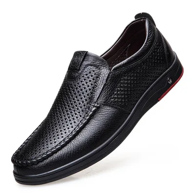 

2021 Newly Men's Summer Loafers Shoes Genuine Leather Soft Man Casual Slip-on Cutout Shoes Cowhide Summer Loafers