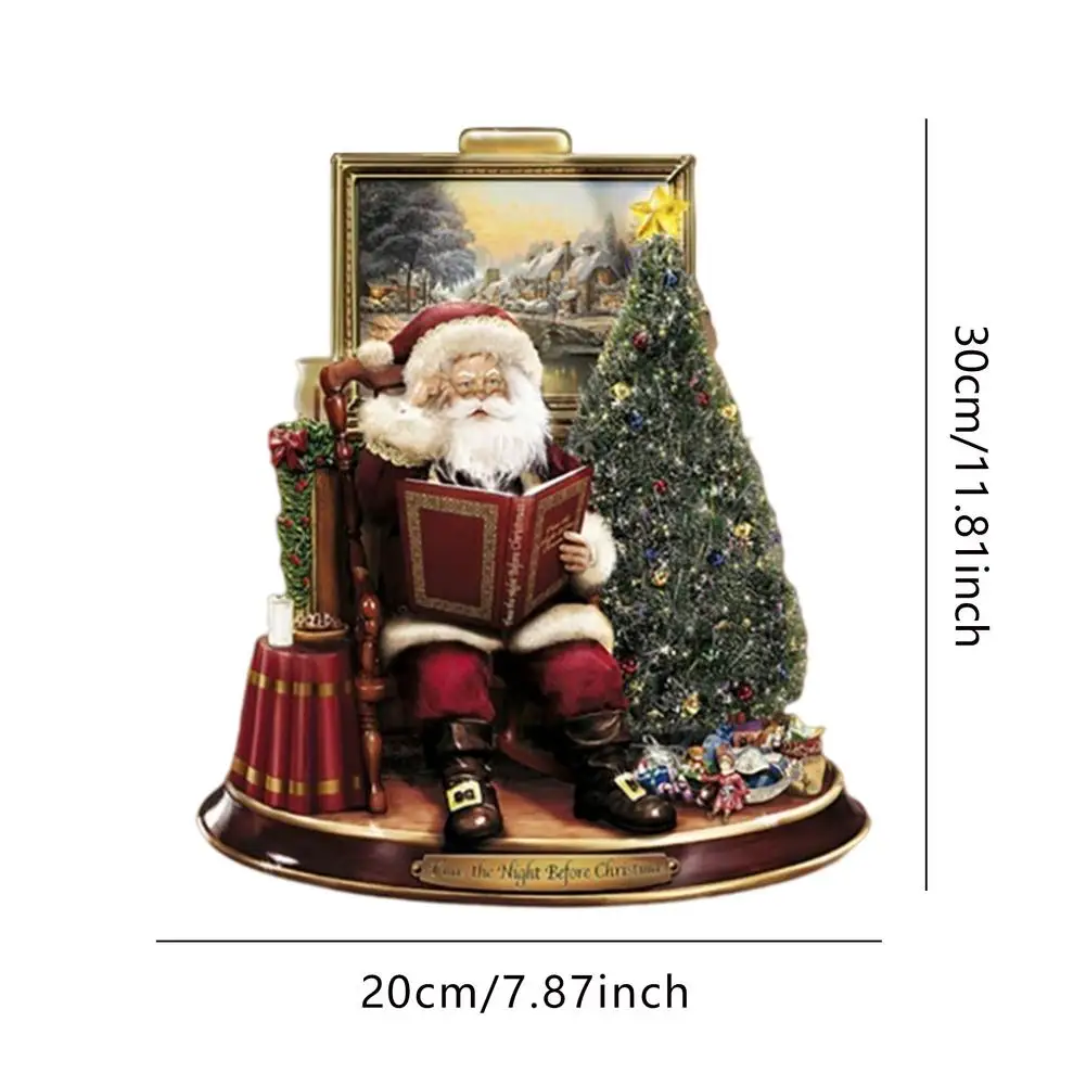 Рождественский Декор наклейка на окно стену в виде Санты рождественской елки для