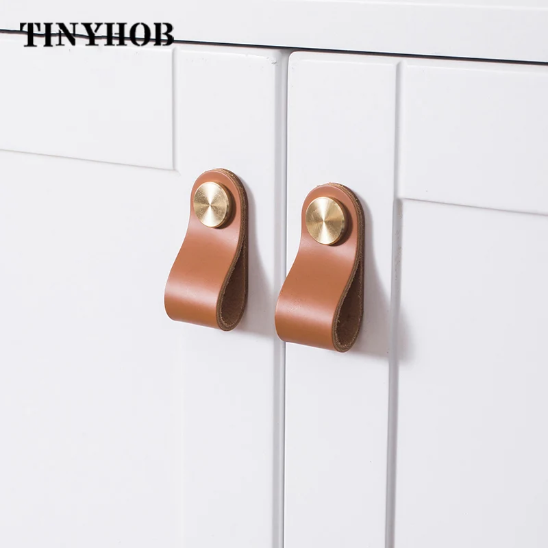 Ручка и ручка для шкафа из кожи натурального камня латуни в скандинавском стиле