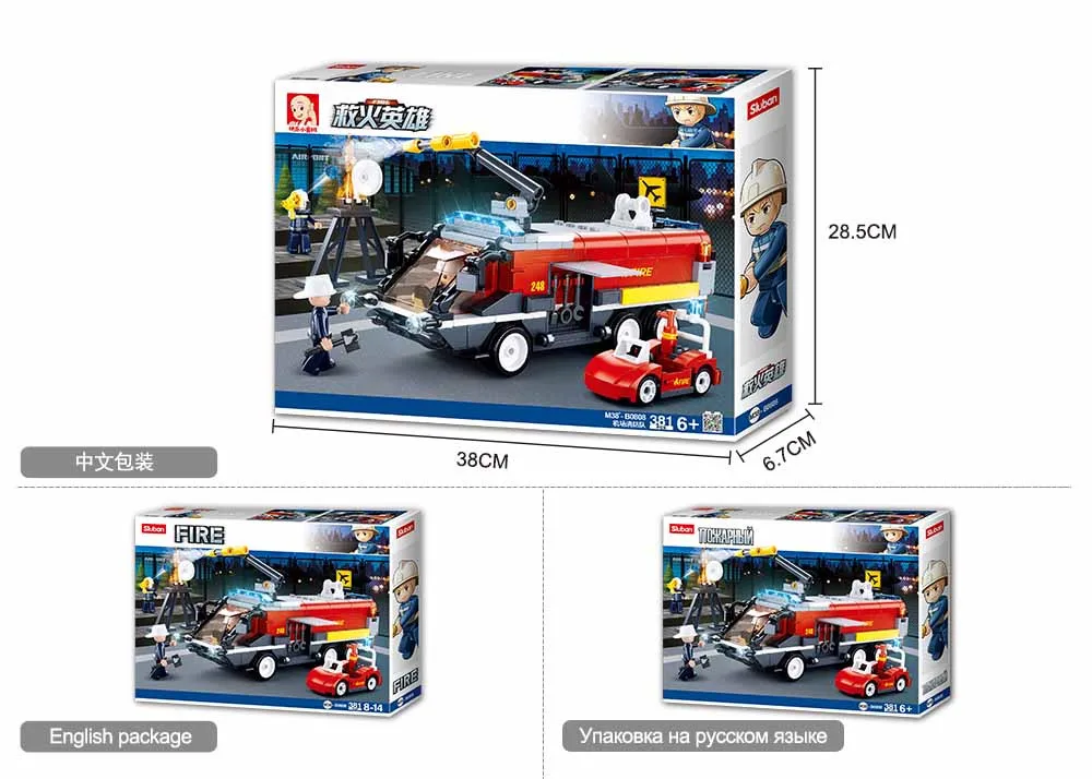 

M38-B0808 Sluban City All Terrain Fire Truck Hero Firetruck Car Vehicle Building Blocks Bricks Classic Model Toys For Kids Gifts