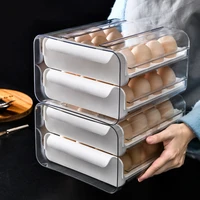 egg storage box 32 compartment double layer kitchen tool drawer type crisper refrigerator tray device plastic storage container