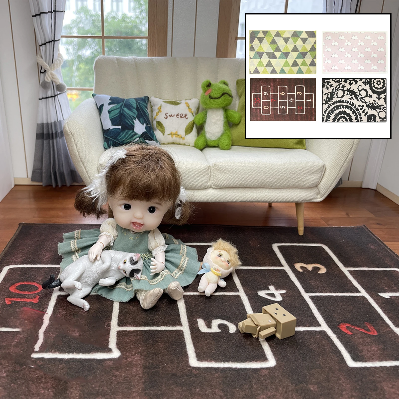 

1/6 Mini Model Floor Coverings Rugs Mat Dolls House Living Room Supplies Scenery Accessories
