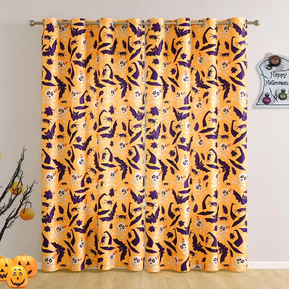 Useful Tulle Drape Reusable Washable Trick or Treat Bat Pattern Window Sheer Treatment Curtain | Дом и сад