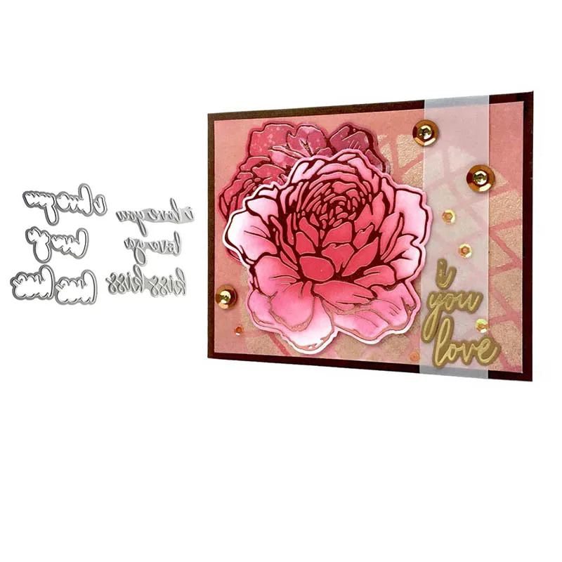 Любовь Набор горячей фольги пластины серебристого металла резки штампы DIY Фото