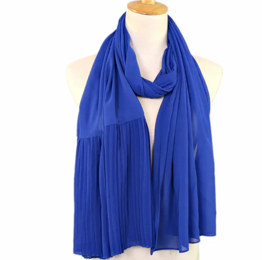 Плиссированные шифоновые хиджаб шарфы шляпа тюрбан женский сшитый