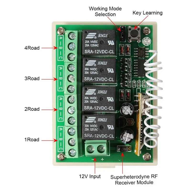 12V 4CH Channel 433Mhz Wireless Remote Control Switch Integrated Circuit With 2 Transmitter DIY Replace Parts Tool Kits | Обустройство