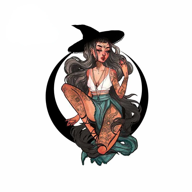 

Colored Personalized Halloween Witch Car Stickers Windows Decal Waterproof Vinyl Material Graffiti Sticker Decoration Kk13*10cm
