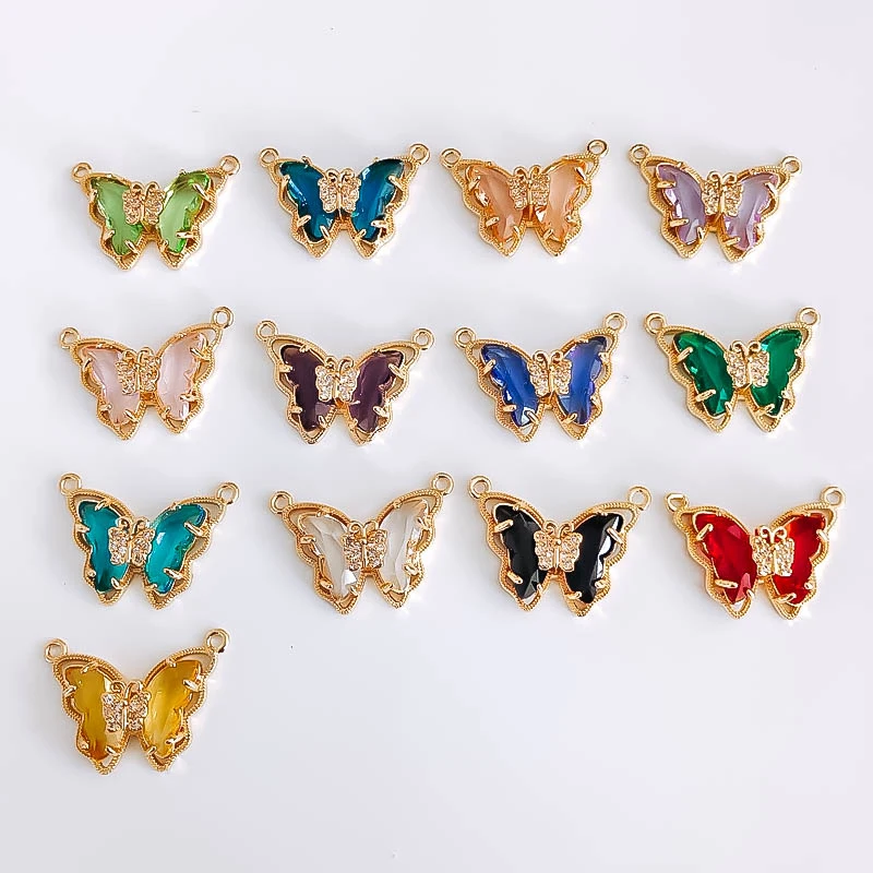 

Rhinestone Glass KC Gold Plated Butterfly Eardrop Simple Earring Accessories Jewelry Component Diy Material Handmade 4pcs