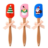 christmas silicone cake cream spatula non stick pastry butter mixing baking scraper kitchen cooking tools with wooden handle