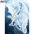 Алмазная вышивка с изображением белого дракона, квадратнаякруглая 5d картина с изображением животных, 5d Вышивка крестиком, декор для детской комнаты