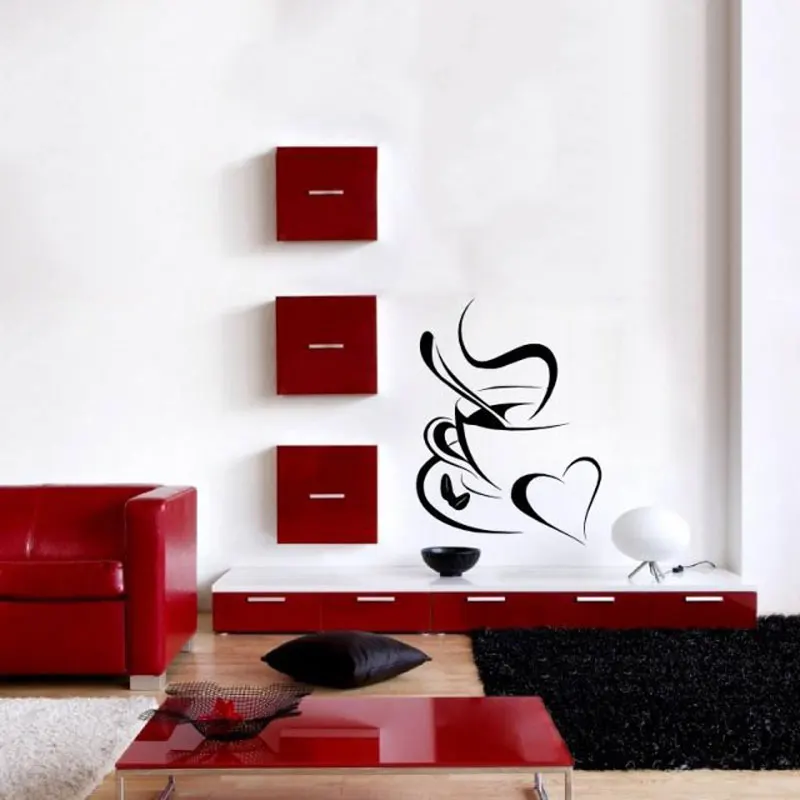 Съемная Наклейка на стену с изображением чашечки кофе виниловая наклейка Кафе