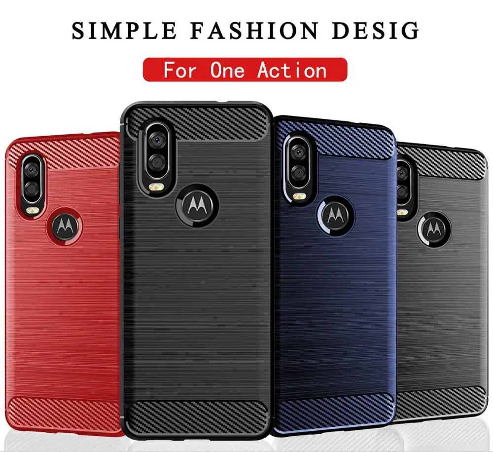 Чехол для Moto One Action TPU материал из углеродного волокна удобное ощущение против