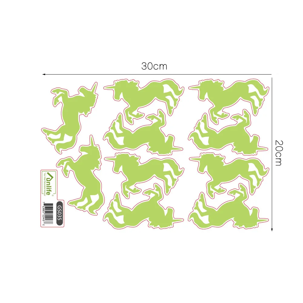 Funlife 10 шт. светящиеся наклейка Единорог флуоресцентные наклейки на стену съемные