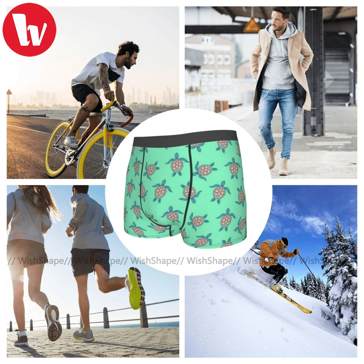 

Turtle Underwear Classic Hot Custom Trunk Polyester Sublimation Males Boxer Brief