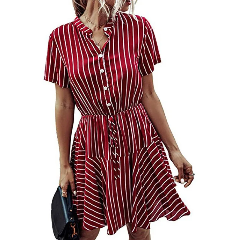 Женское платье рубашка лето 2020 модное клетчатое Полосатое Платье с принтом