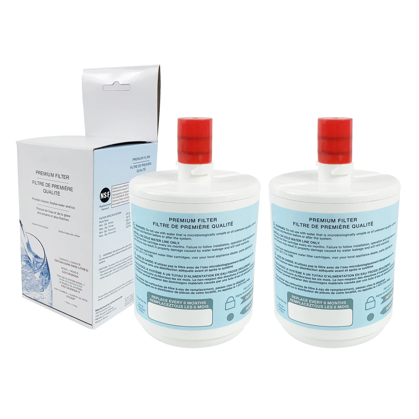 Запасные фильтры для воды холодильника LG LT500P, GEN11042FR-08, LFX25974ST, ADQ72910901, ADQ72910907, Kenmore 9890, 2 упаковки