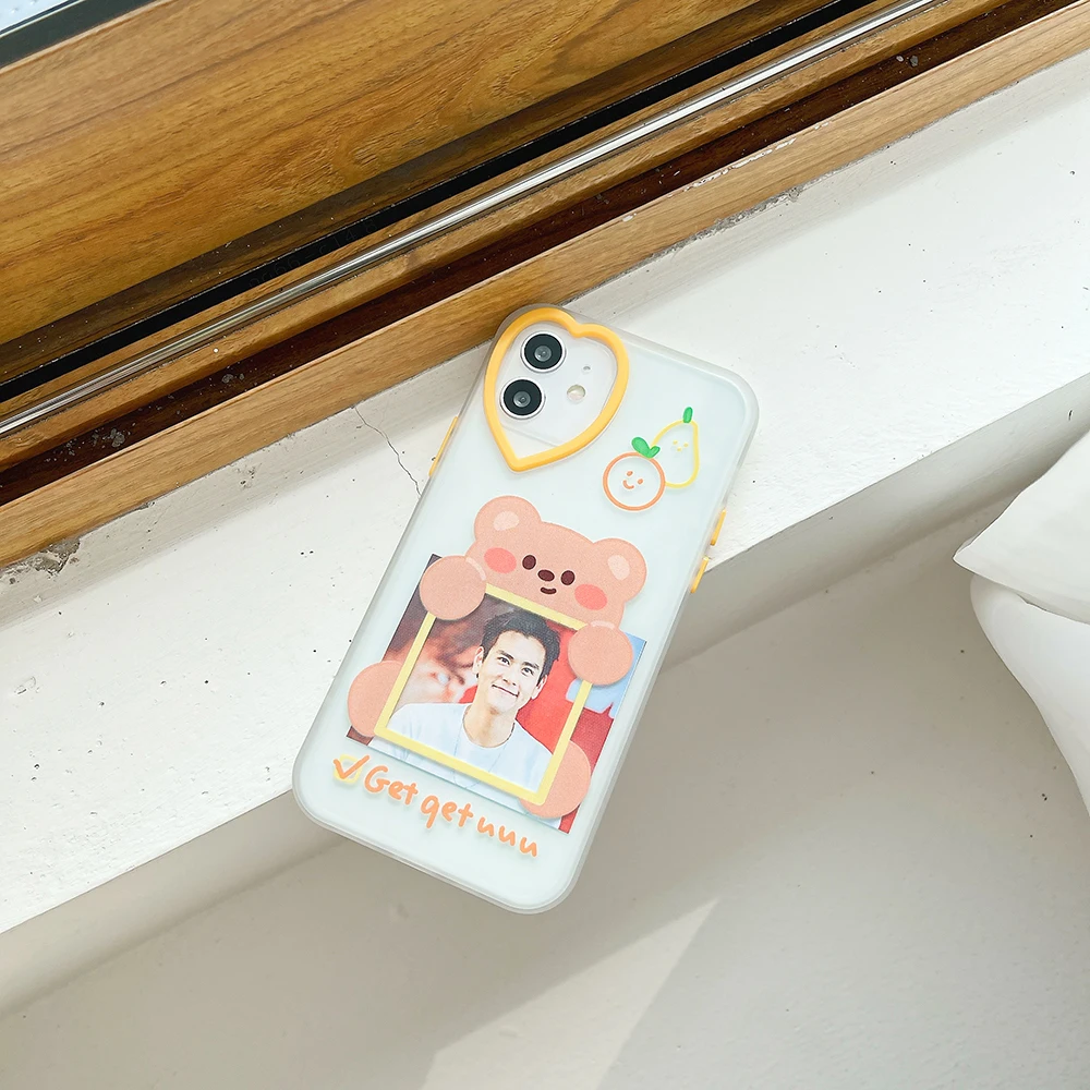 

Put In Picture Couples Photo Frame Heart Shaped Stitching Candy Color Phone Cases for IPhone 11 12 Pro Max XR XS X 7 8 Plus