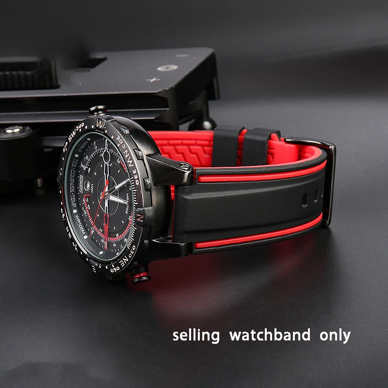 

Convex Silicone Watchband for Timex Tide Compass T2N720 T2N721 Silicone Men's Watch Strap Watch Chain Accessories 24*16mm Belt