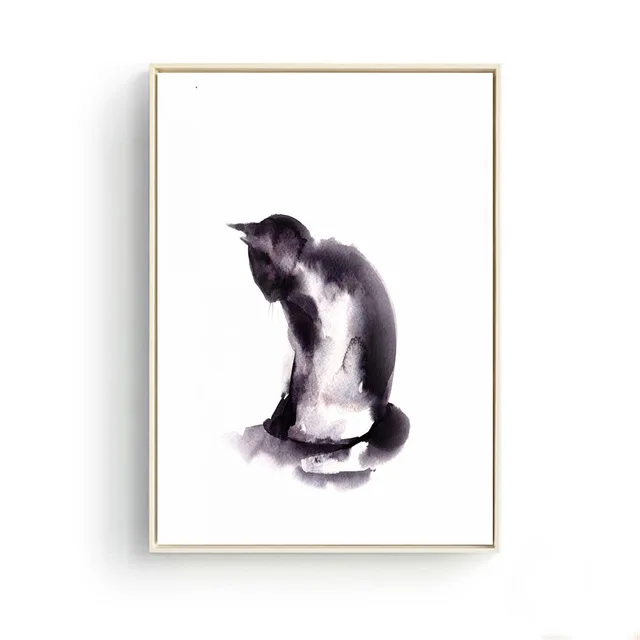 

Home Decoration Cat Canvas Painting Wall Artwork Watercolour Poster Modular Anime Picture Nordic Frame For Bedside Background
