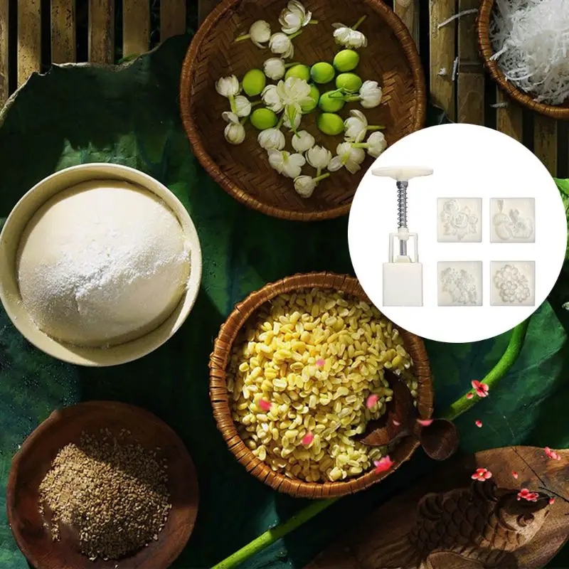Mooncake Fodant подарок DIY луна торт плесень с 4 штампами режим шаблон для выпечки