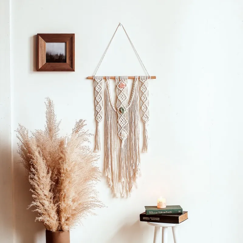 

Hot Handmade Woven Macrame Wall Hanging Tapestry With Tassel Wedding Wall Decoration Home Living Room Home Decor