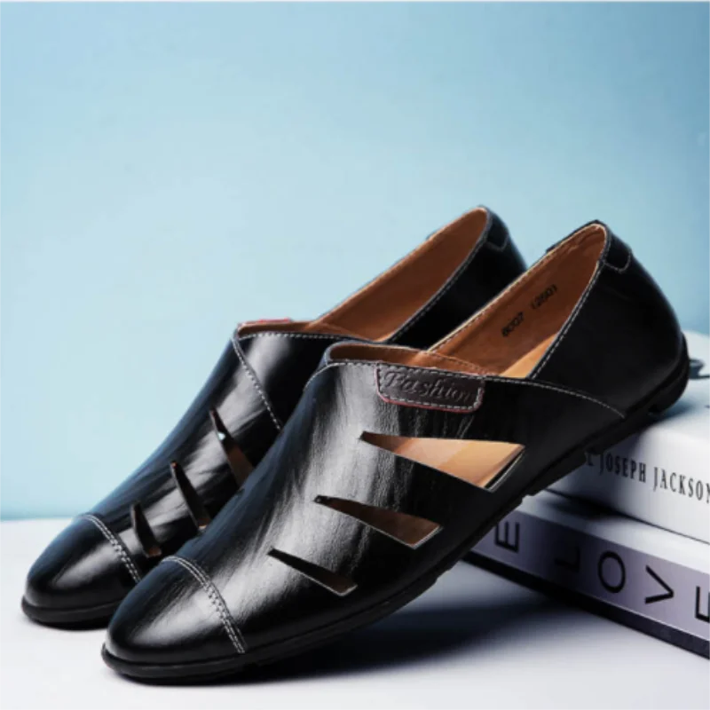 

Men's Handmade PU Solid Color Simple Breathable Pointed Toe Low-heel Fashion Trend All-match Business Casual Loafers HL320