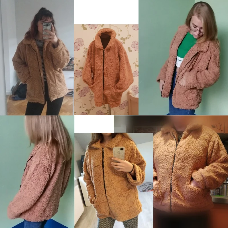 Женское теплое пальто из искусственного меха повседневное овечьей шерсти на