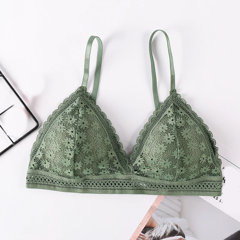 

Stylish Female Bra Intimates Floral Padded Bralette Backless Vest Seamless Underwear Adjusted-Straps Lingerie Women Lace Bra