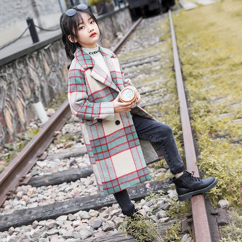 2019 осенне зимняя детская одежда шерстяное пальто для девочек парка модная