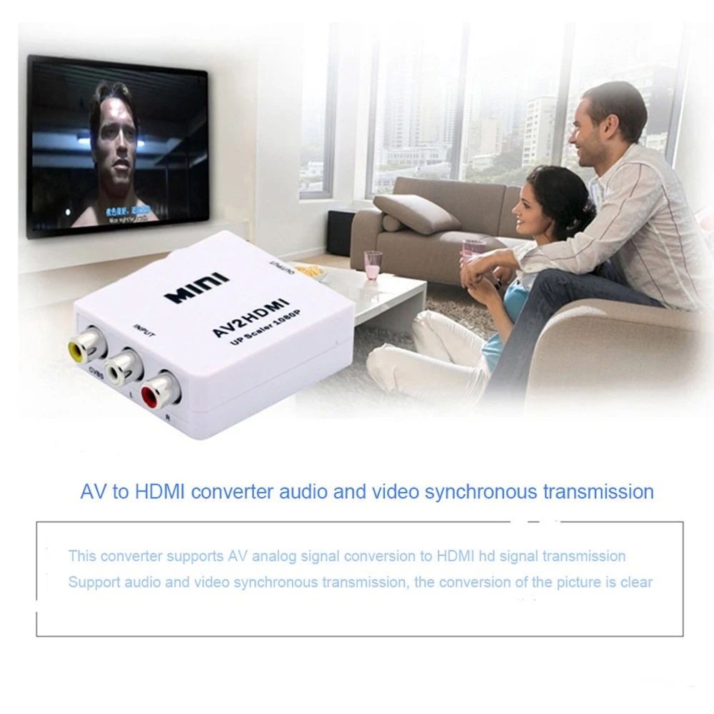 Мини AV в HDMI HD видео конвертер AV2HDMI поддержка 1080P RCA CVBS адаптер для ТВ PS3 PS4 DVD Xbox