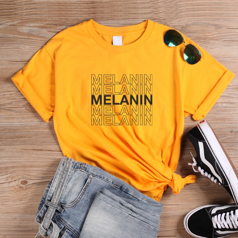Yellow ONSEME Melanin футболка с капельками футболки для женщин черная волшебная футболка для девочек женская уличная Эстетическая футболка Топы Прямая - Цвет: Yellow