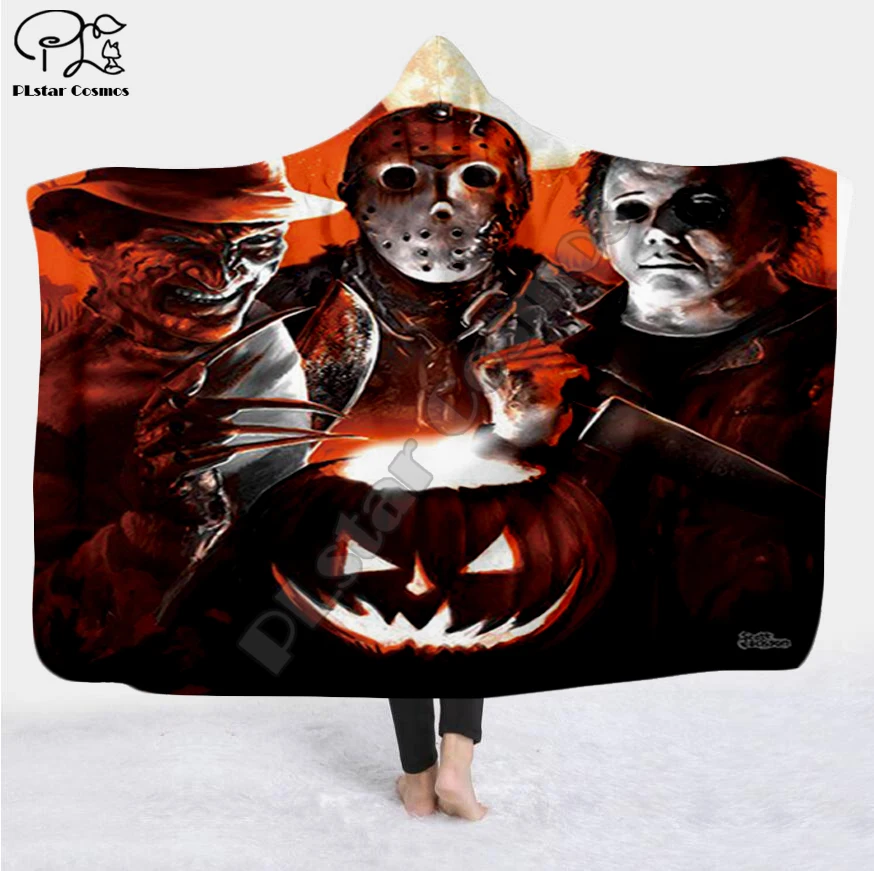 

Halloween horror movie Scream Team Zombie brid Blanket Hooded Blanket 3D full print Wearable Blanket Adults men women style-10
